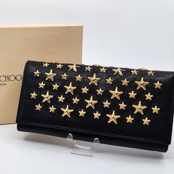 Jimmy Choo Handbags - JIMMY CHOO  MILLA Mira  leather black 2-WAY clutch/ long wallet with box